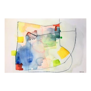 Contemporary Abstract Watercolor on Paper Paiting "15 Rv" by Xanda McCagg For Sale