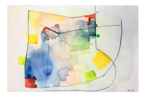 Contemporary Abstract Watercolor on Paper Paiting "15 Rv" by Xanda McCagg
