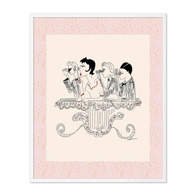 Contemporary Opera and Peacocks by Carly Kuhn in White Frame, Large Art Print For Sale - Image 3 of 3