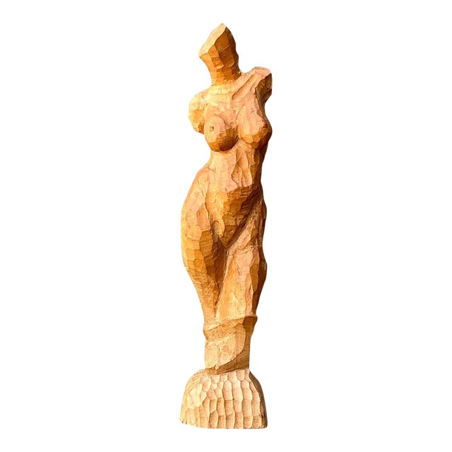 Vintage Abstract Wood Figurative Sculpture For Sale