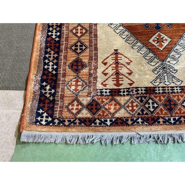 Brown and Beige Handmade Wool Rug For Sale - Image 6 of 15