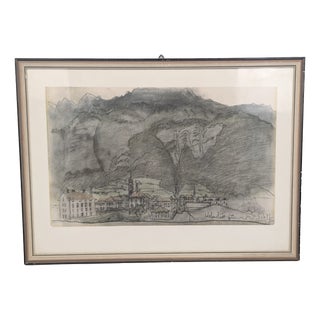 Walenstadt in Switzerland at the Foot of the Mountains, 1960s, Lithograph For Sale