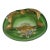 Vintage Bohemian Czech Emerald Green Glass Trinket Dish - Hand-Painted Gold Gilt & Enamel Floral For Sale