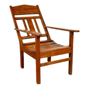 Javanese Vintage Dutch Colonial Plantation Wooden Lounge Chair with Slanted Back
