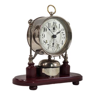1903 Antique German Alarm Desk Clock by Gebrüder Junghans For Sale