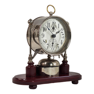 1903 Antique German Alarm Desk Clock by Gebrüder Junghans