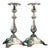 Silver Candlesticks with with Acanthus Leaves Embossed Shaft and Flattened Feet with Reliefs, Set of 2 For Sale