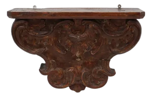 Antique Wooden Wall Mounted Carved Console, 1850