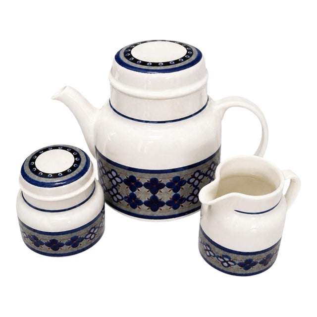 1970s Royal Doulton Tangier Coffee Set Vintage Mid-Century Modern Pot Creamer Sugar - 3-Piece For Sale