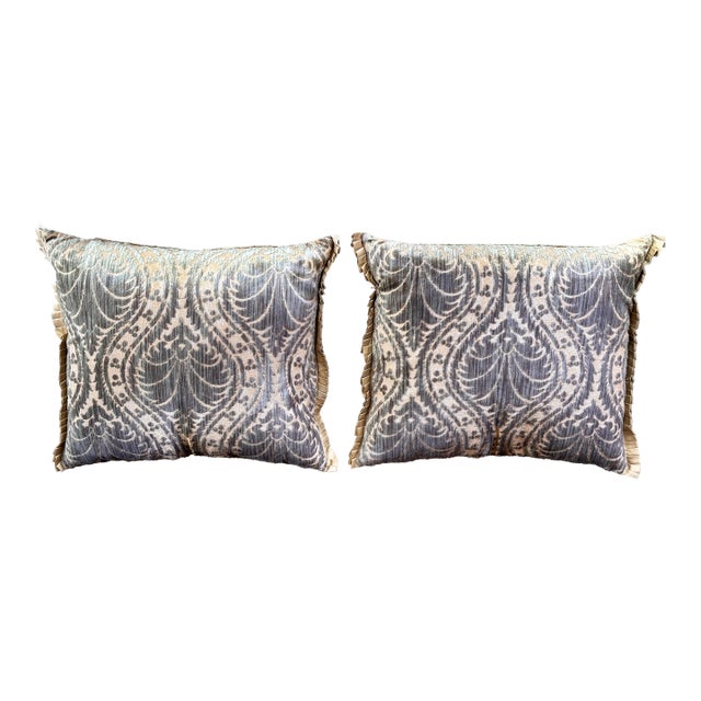 Pair of Down-Filled Silk Pillows For Sale