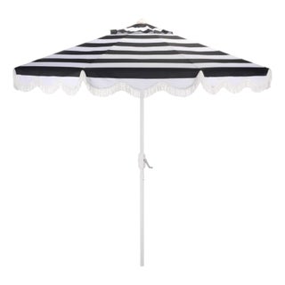 Lucerna 9 Ft Crank Umbrella, Black Stripe/White Pole For Sale