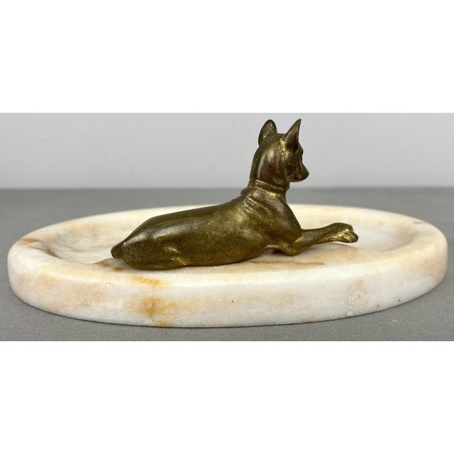 Antique French Marble and Brass Dog Display Tray For Sale - Image 12 of 14
