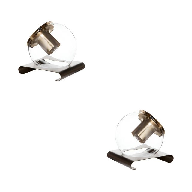 Satin Gold The Globe Table Lamps by Joe Colombo for Oluce, Set of 2 For Sale - Image 11 of 13