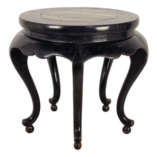 Chinese Lacquer and Green Stone Table, 19th Century For Sale