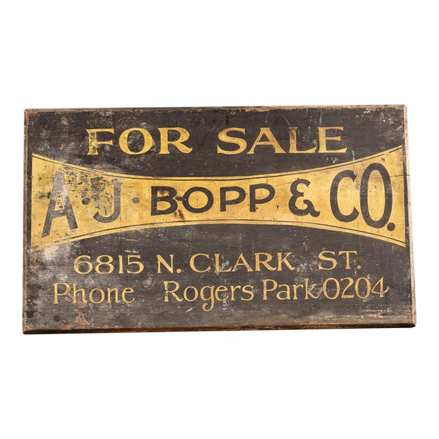 Aj Bopp and Co Painted Wood Trade Sign, C. 1920s For Sale