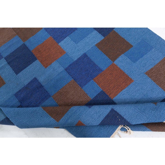 Textile Doris Leslie Blau Vintage Swedish Flat Woven Rug For Sale - Image 7 of 9