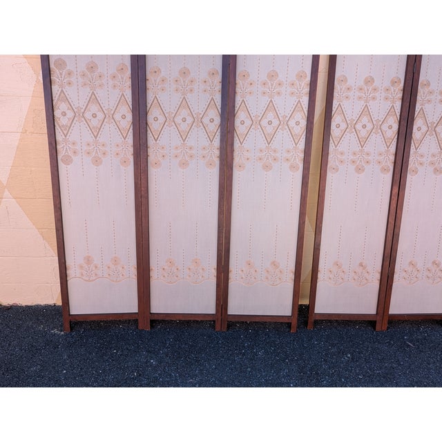 Mid 20th Century Vintage 2-Panel Room Divider Screen, Folding Wall Divider for Room Separation, Panel Room Divider - A Pair For Sale - Image 5 of 11