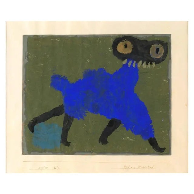 Blue Coat by Paul Klee depicting a figure in a blue coat, executed on paper mounted on cardboard in 1940. by piemags/PL...