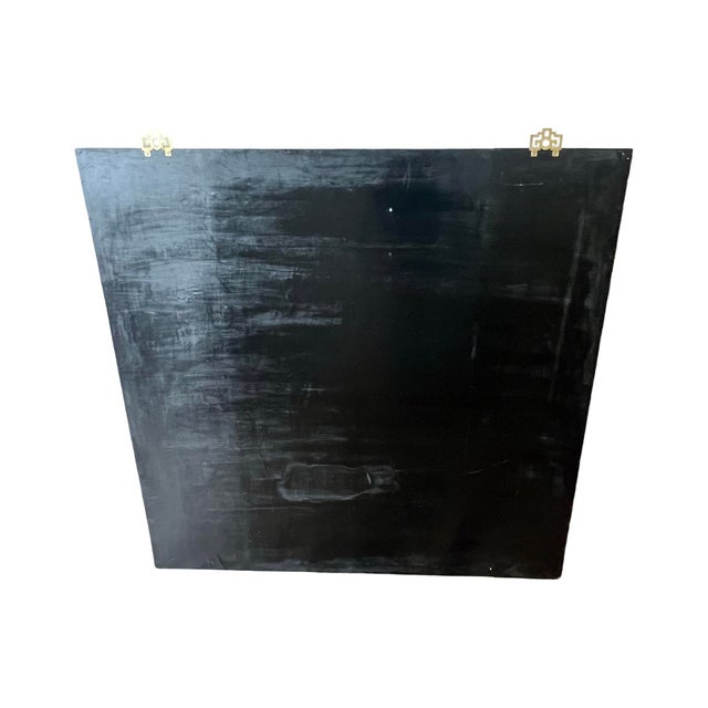 1980s Vintage 1980s Postmodern Ting Shao Kuang Style Chinese Modern Lacquer Large Wall Art Painting 36 X 36 For Sale - Image 5 of 12