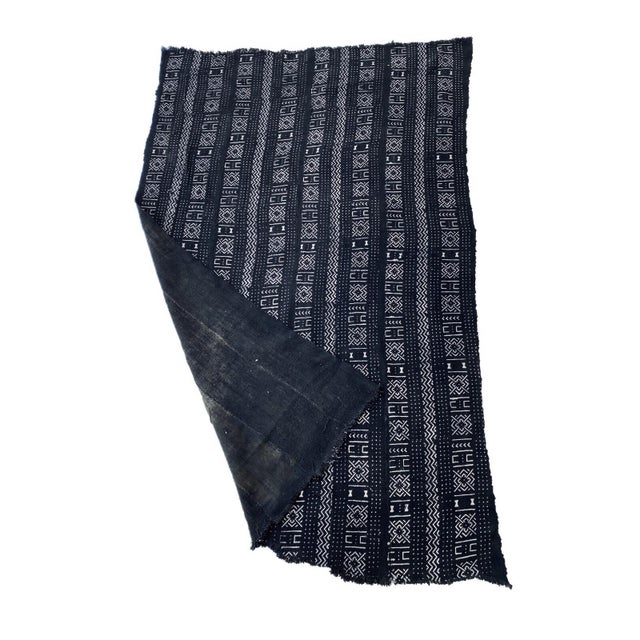 1980s Vintage African Black and White Mud Cloth Textile Mali 65 by 42" For Sale - Image 5 of 6