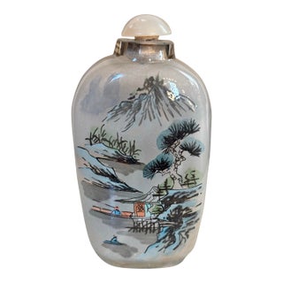 Vintage Chinese Reverse Painted Glass Snuff Bottle For Sale