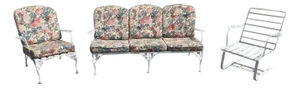 Vintage Meadowcraft Style Dogwood Wrought Iron Garden Patio Set Sofa Chairs - 3 Pc Set