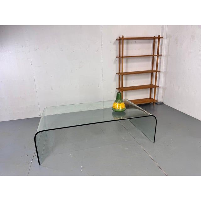 Glass side table designed by Angelo Cortesi for Fiam Italia, named Waterfall. Very elegant yet solid and spacious side...