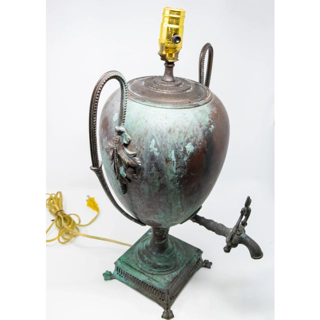 Antique Copper Water Vessel Converted to Lamp For Sale - Image 10 of 13