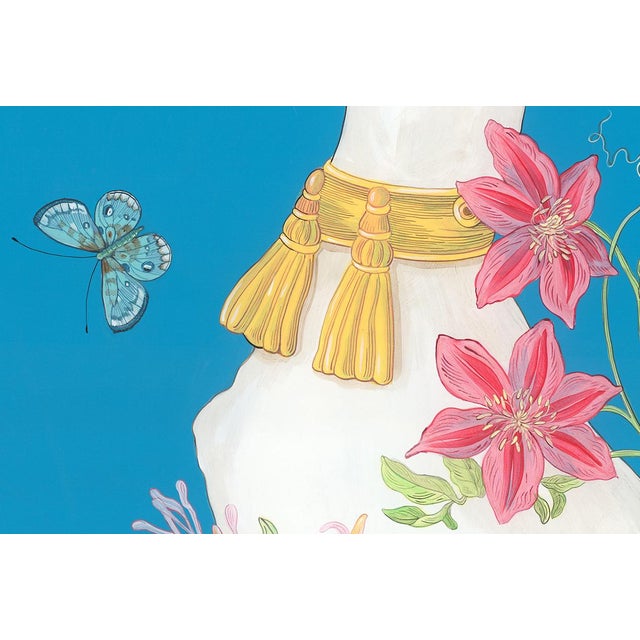 Allison Cosmos “Hound by Me” Chinoiserie Greyhound Dog Statue Painting by Allison Cosmos For Sale - Image 4 of 4