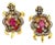Bochic "Orient" Vintage Ruby & Fancy Sapphire Turtle Earrings 18K Gold & Silver For Sale