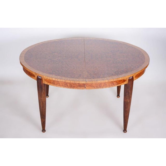 Art Deco Mahogany and Walnut Dining Table and Chairs attributed to Paul Follot, France, 1920s, Set of 7 For Sale - Image 4 of 18