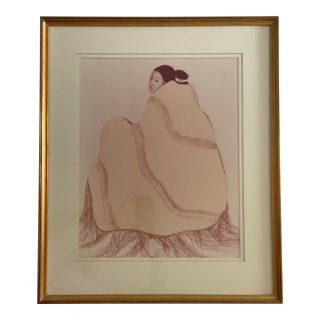 Vintage R.C.Gorman “Lady in Yellow Blanket” Lithograph | Signed, 1977 | Limited Edition 10/100 For Sale
