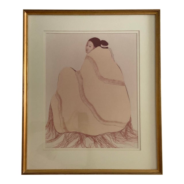 Vintage R.C.Gorman “Lady in Yellow Blanket” Lithograph | Signed, 1977 | Limited Edition 10/100 For Sale