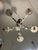 Antique Five-Arm Metal, Black Glass and Crystal Chandelier For Sale - Image 12 of 15