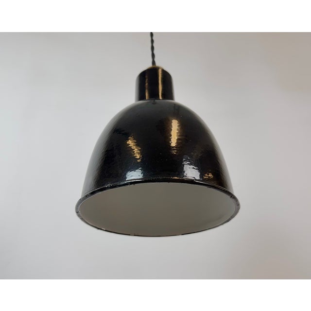 Vintage Industrial Black Enamel Ceiling Lamp, 1950s For Sale - Image 6 of 15