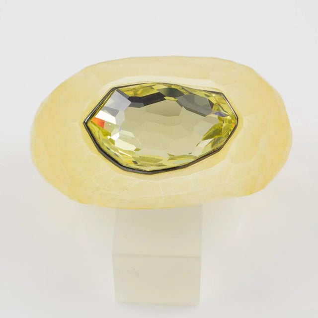 Daniel Swarovski Paris Lucite Cuff Bracelet with Massive Cut Rhinestone For Sale - Image 10 of 15