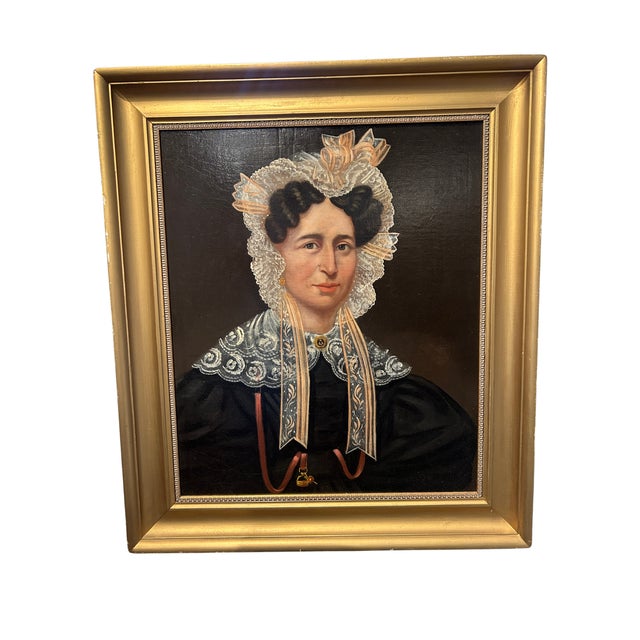 Pair of Early New England oil on board portraits of prominent couple. 19th Century, conserved and reframed. They are in...