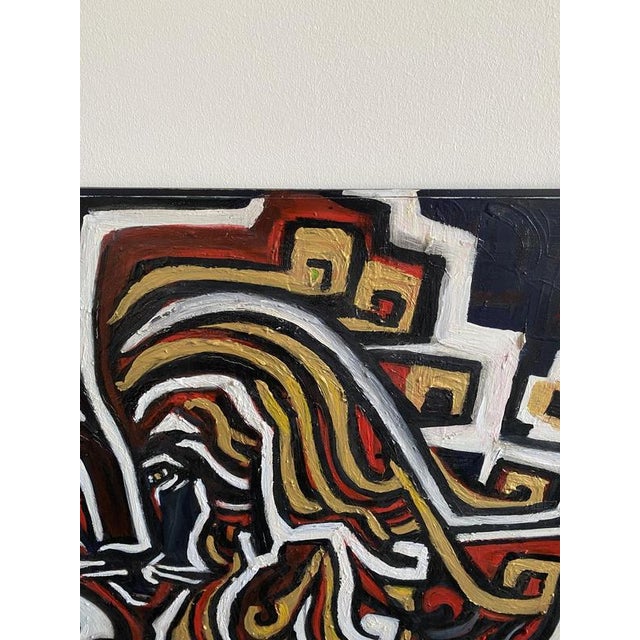 Daniela Zanelli, A Lion in Black Red and Yellow, 2000, Oil Painting on Canvas For Sale - Image 9 of 15