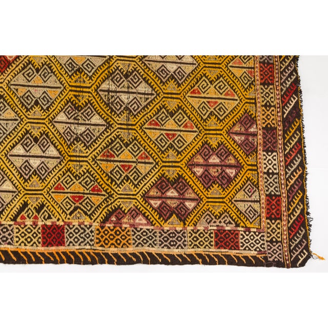 Peach Oushak Anatolian Wool Kilim Rug For Sale - Image 8 of 10