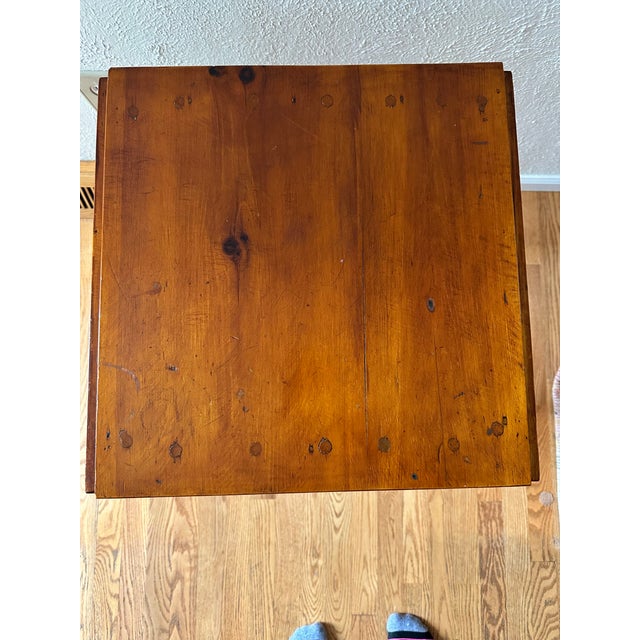 Wood Antique English Hand-Constructed Cherry Drop Leaf Side/Work Table With Bobbin Legs For Sale - Image 7 of 15