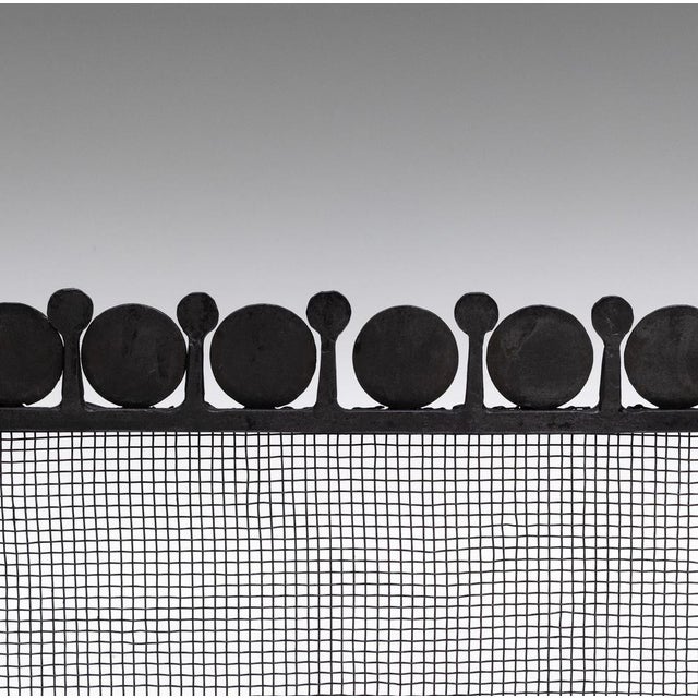 Low Mid-Century Swedish Sculptural Iron Fire Screen Sparke Guard after Bertil Vallien, 1970s For Sale - Image 4 of 14
