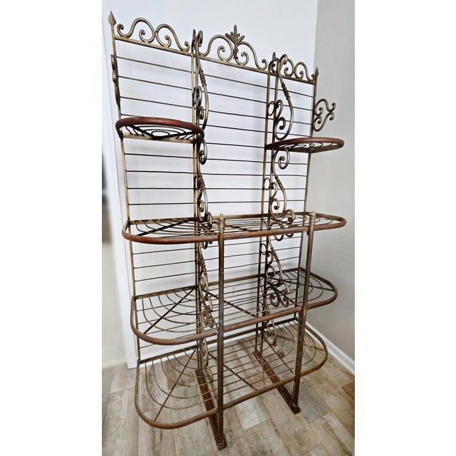 French Antique French Iron & Brass Boulangerie Baker’s Rack For Sale - Image 3 of 11