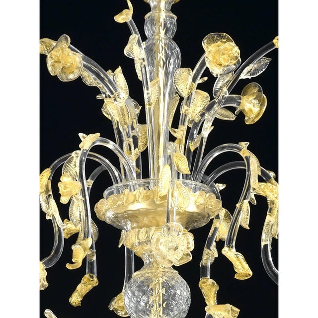 Glass Huge Italian Chandelier with Flowers and Leaves Murano Glass For Sale - Image 7 of 9