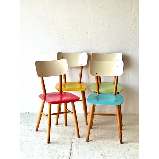 Vintage Dining Chairs from Ton, 1950, Set of 4 For Sale - Image 12 of 18