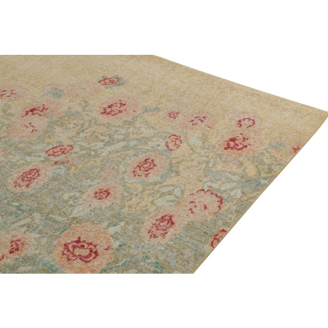 Not Yet Made - Made To Order Rug & Kilim’s Oversized Rosey Rug in Gold and Aqua, 12x16 For Sale - Image 5 of 7