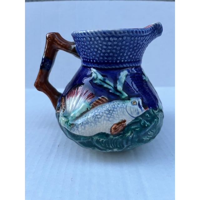 Small Antique Majolica Fish Pitcher For Sale - Image 4 of 9