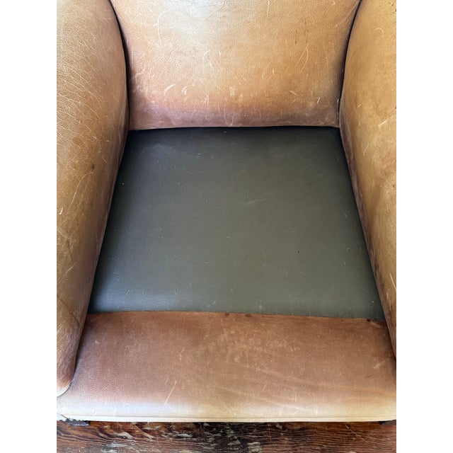 Copper Quatrain Reproduction 1940s Leather Chair Owned by Craig Wright and Featured in Architectural Digest For Sale - Image 8 of 11
