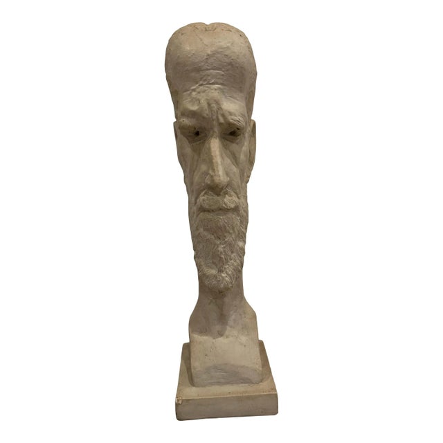 Superb Giacometti-Style 1953 Plaster Portrait Bust Signed A. Schor For Sale