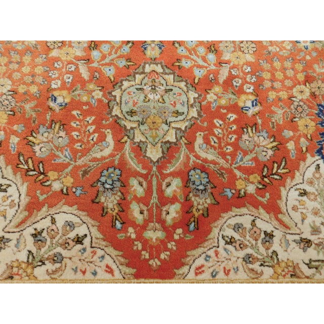 Orange 1970s Vintage Hand Knotted Persian Tabriz Rug 9'x 11'7" For Sale - Image 8 of 13