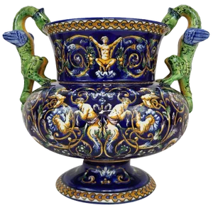 Medici-Shaped Vase in Gien Earthenware, 1940s